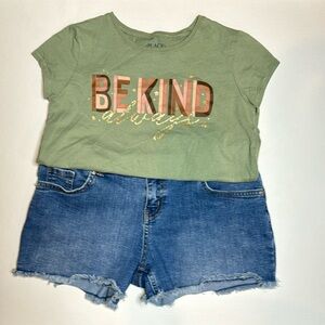 Medium wash Cat & Jack shorts large 10/12 and a Children’s Place Tee large 10/12